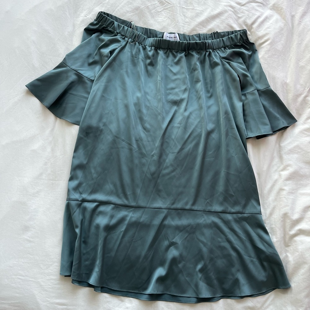 Chic Off-Shoulder A-Line Skirt in Teal
